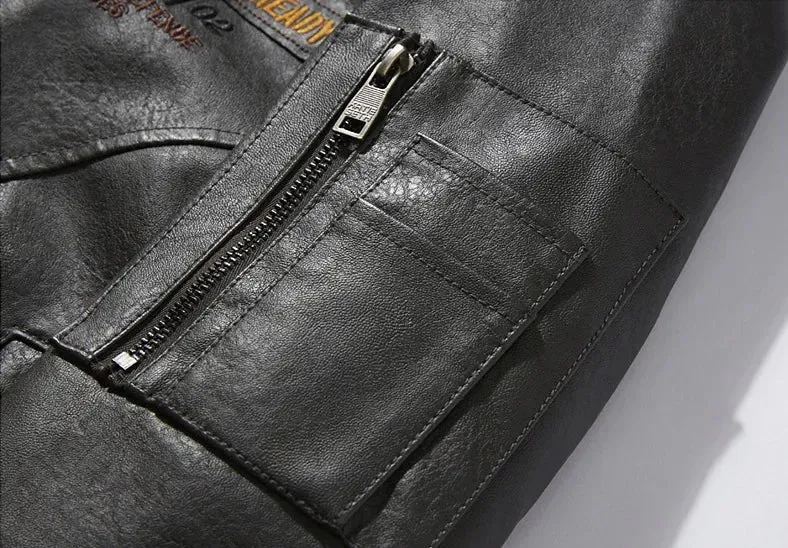 Men's High Quality Slim Leather Bomber Jacket
