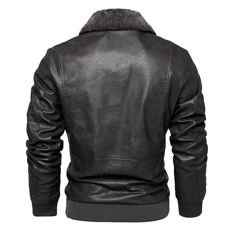 Men's High Quality Slim Leather Bomber Jacket