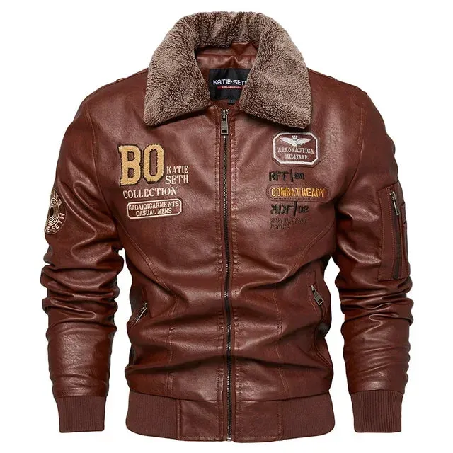 Men's High Quality Slim Leather Bomber Jacket
