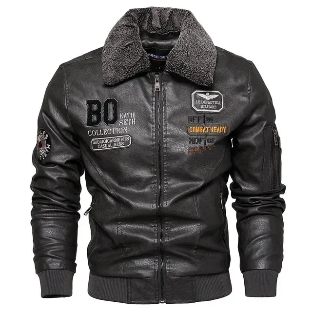 Men's High Quality Slim Leather Bomber Jacket