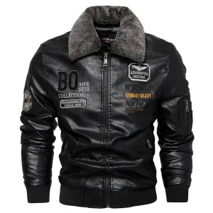Men's High Quality Slim Leather Bomber Jacket