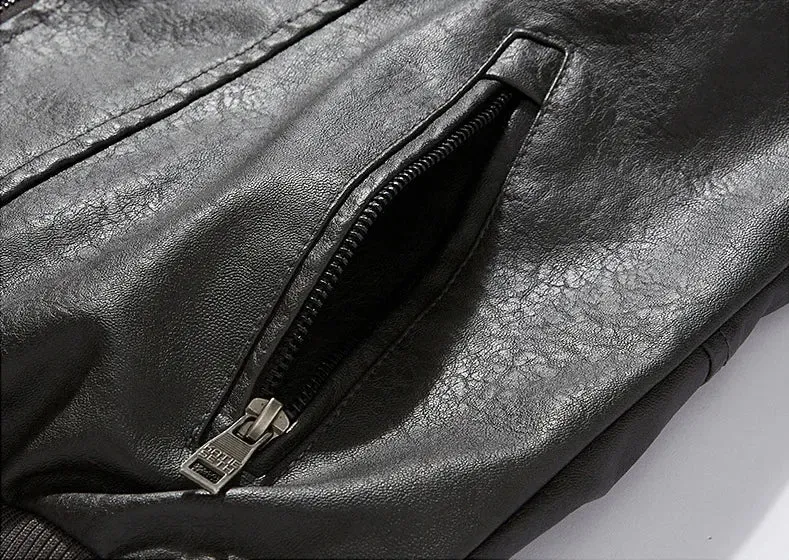 Men's High Quality Slim Leather Bomber Jacket
