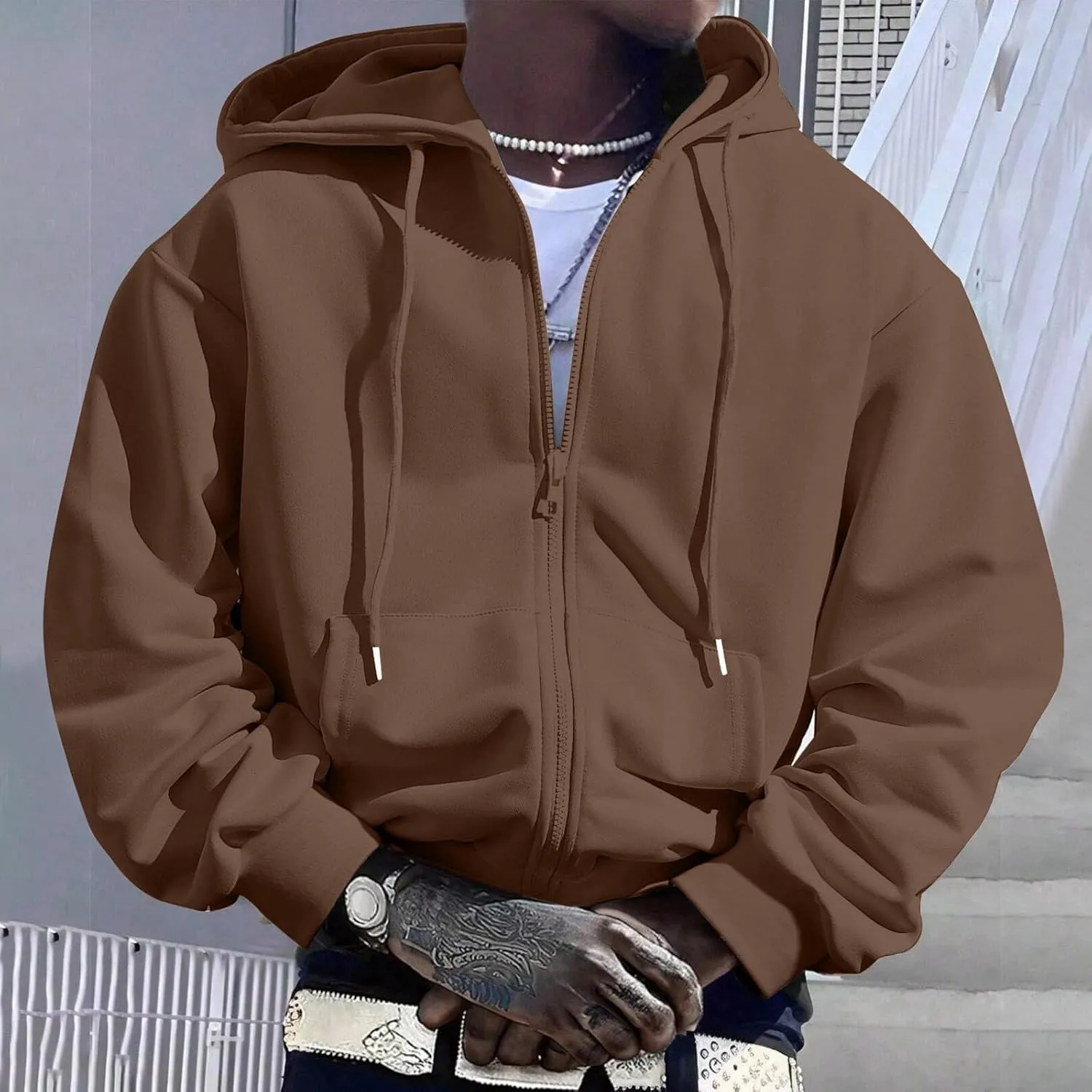 Men'S Hoodie Full Zip Up Sweatshirt With Pockets Oversized And Comfortable Outdoor Jackets For Men,Hooded Sweatshirts