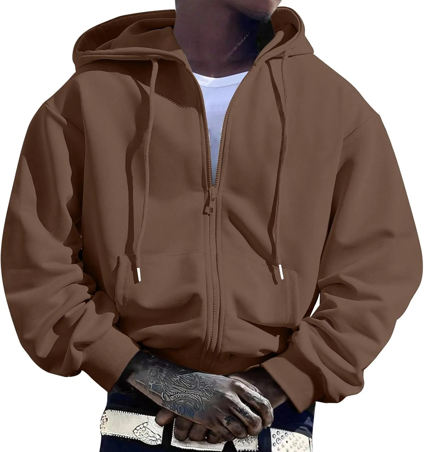 Men'S Hoodie Full Zip Up Sweatshirt With Pockets Oversized And Comfortable Outdoor Jackets For Men,Hooded Sweatshirts