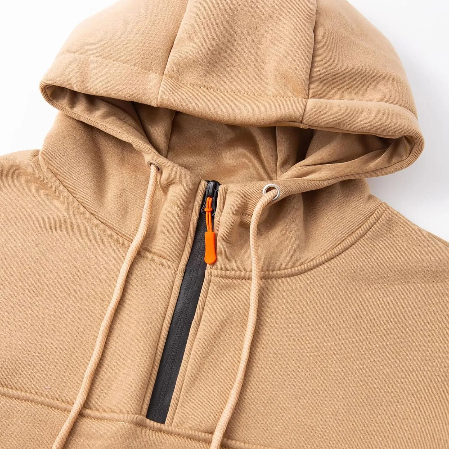 Men's Hoodies Sweatshirts Quarter-Zip Long Sleeve Jackets Solid Color Drawstring Pocket Pullovers Tops Winter Outfits