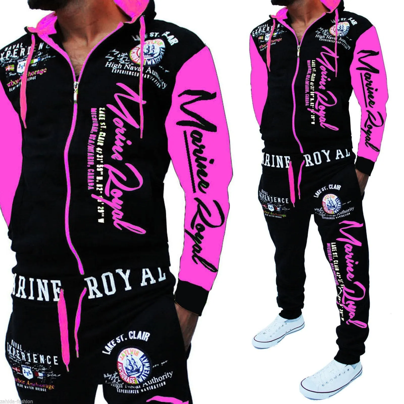 men's jacket and pants alphabet print sportswear suit