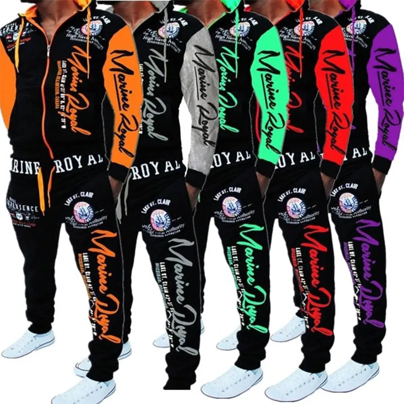 men's jacket and pants alphabet print sportswear suit