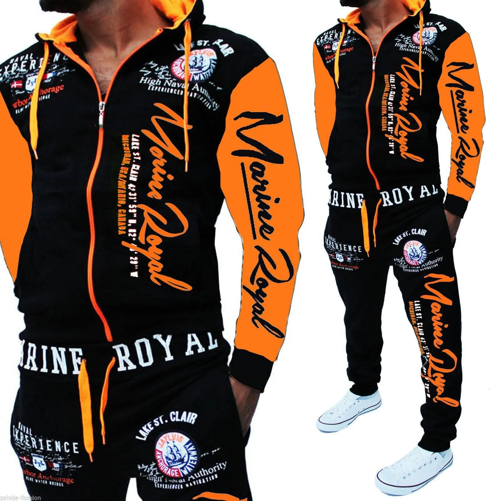men's jacket and pants alphabet print sportswear suit