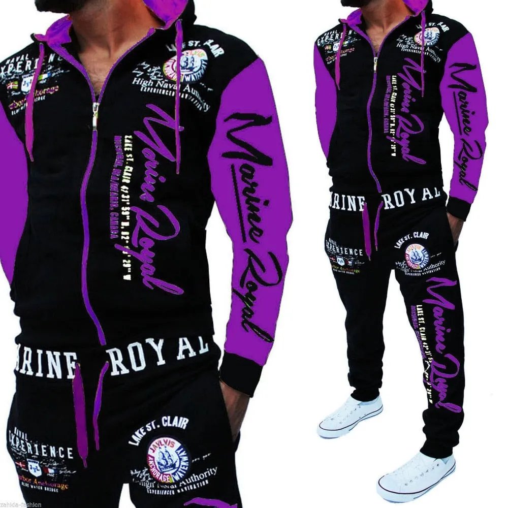 men's jacket and pants alphabet print sportswear suit