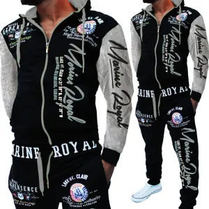 men's jacket and pants alphabet print sportswear suit