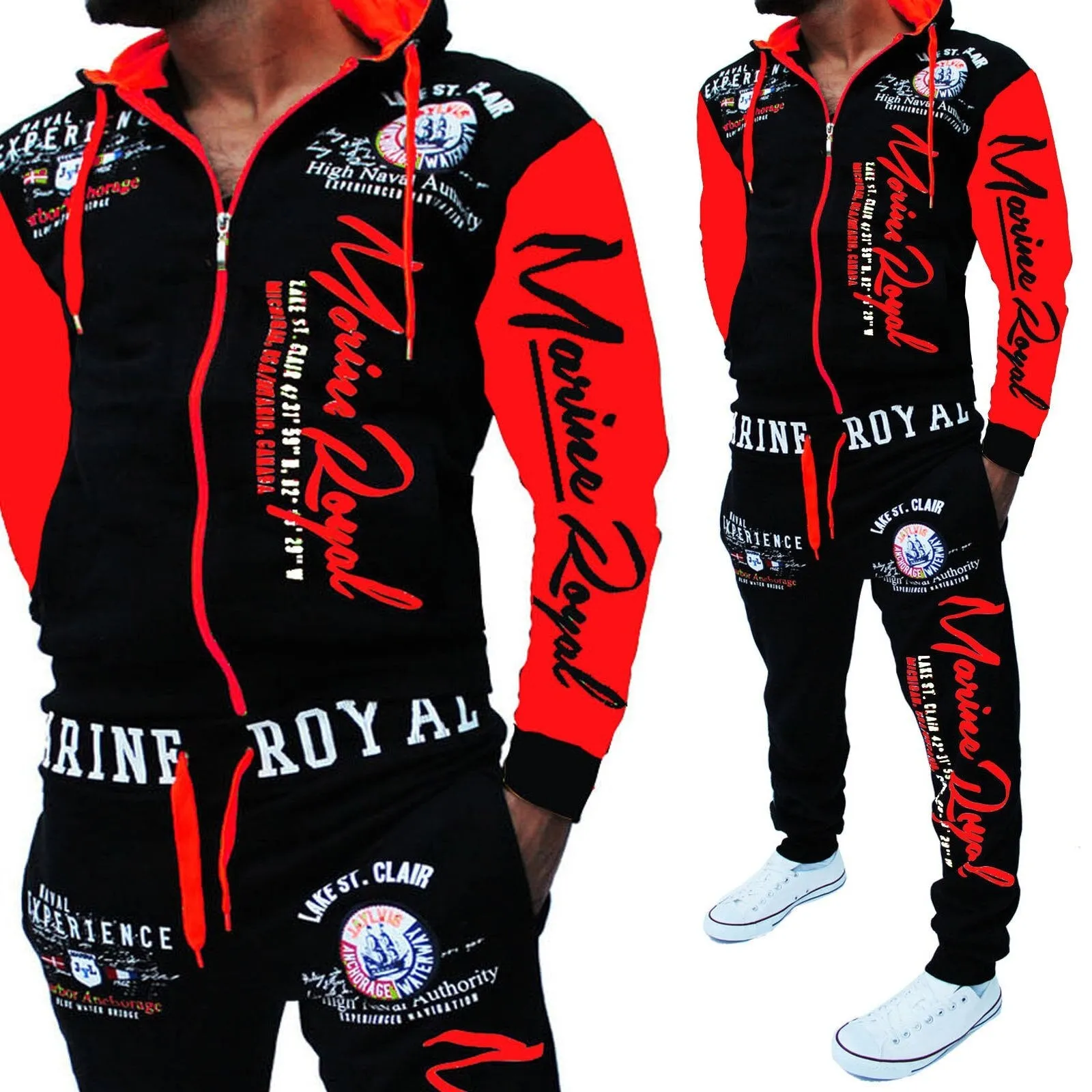 men's jacket and pants alphabet print sportswear suit