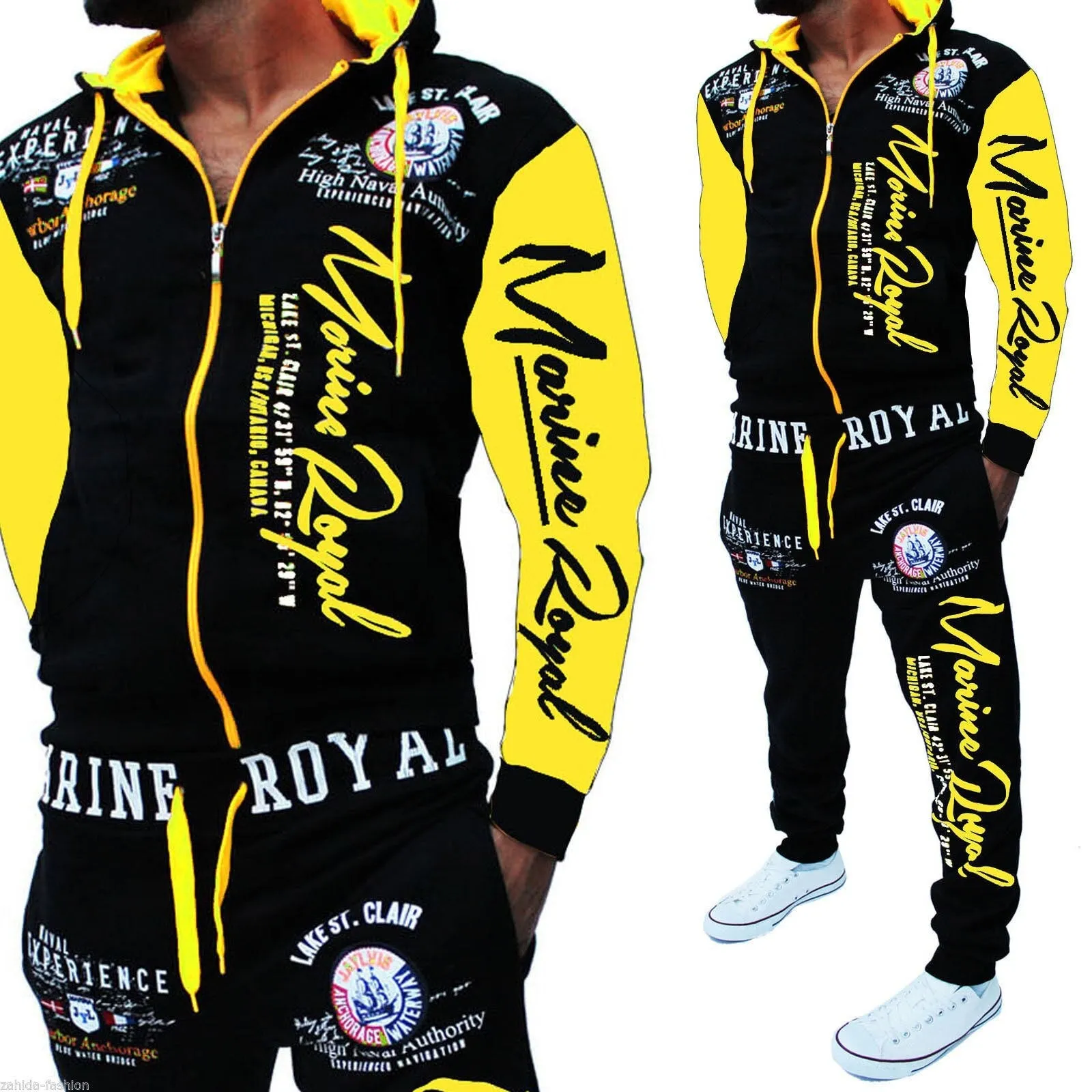 men's jacket and pants alphabet print sportswear suit