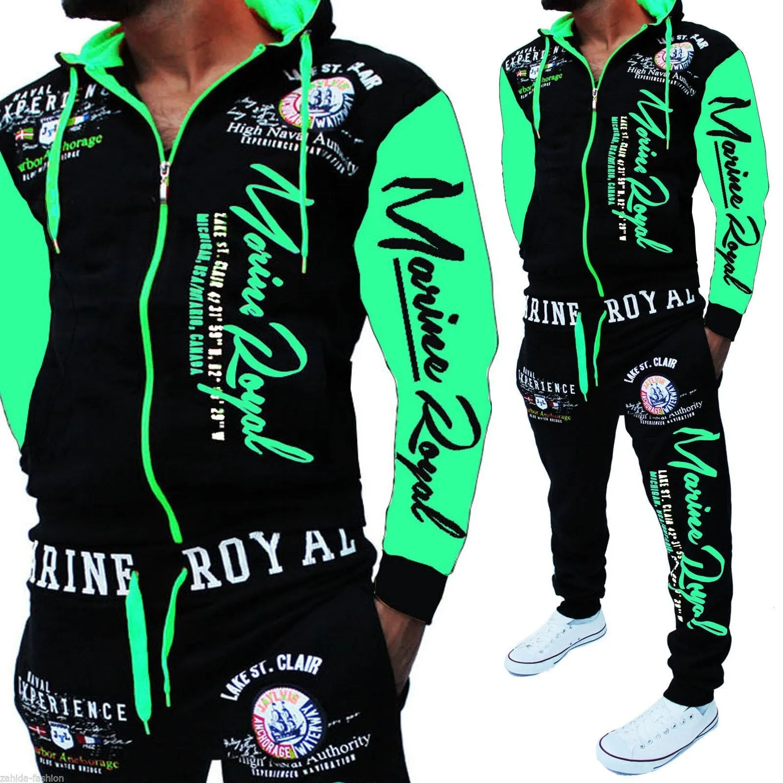 men's jacket and pants alphabet print sportswear suit