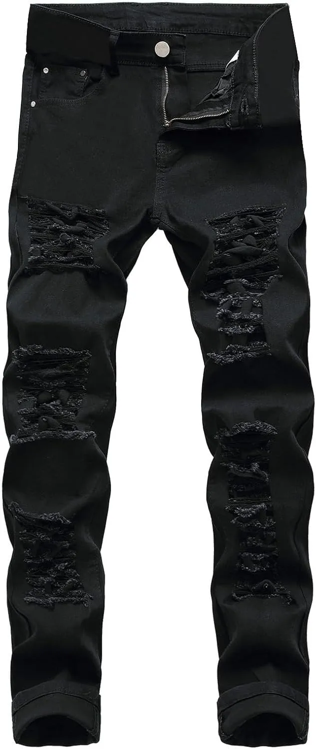 Men's Jeans Comfort Stretch Denim Straight Leg Relaxed Fit Jeans Foam Star