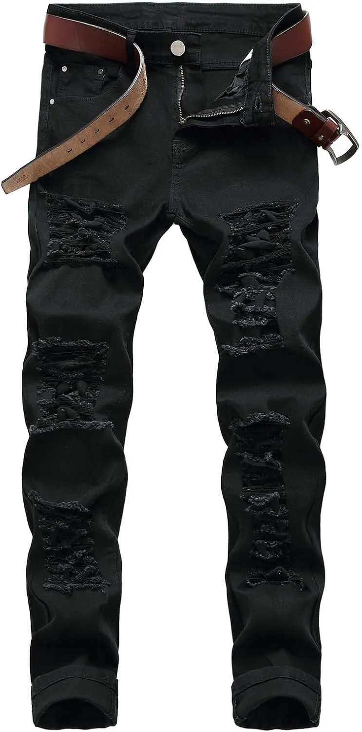 Men's Jeans Comfort Stretch Denim Straight Leg Relaxed Fit Jeans Foam Star
