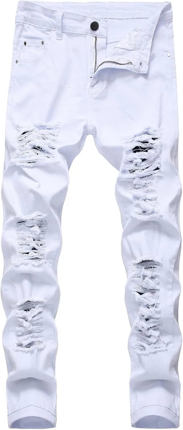 Men's Jeans Comfort Stretch Denim Straight Leg Relaxed Fit Jeans Foam Star