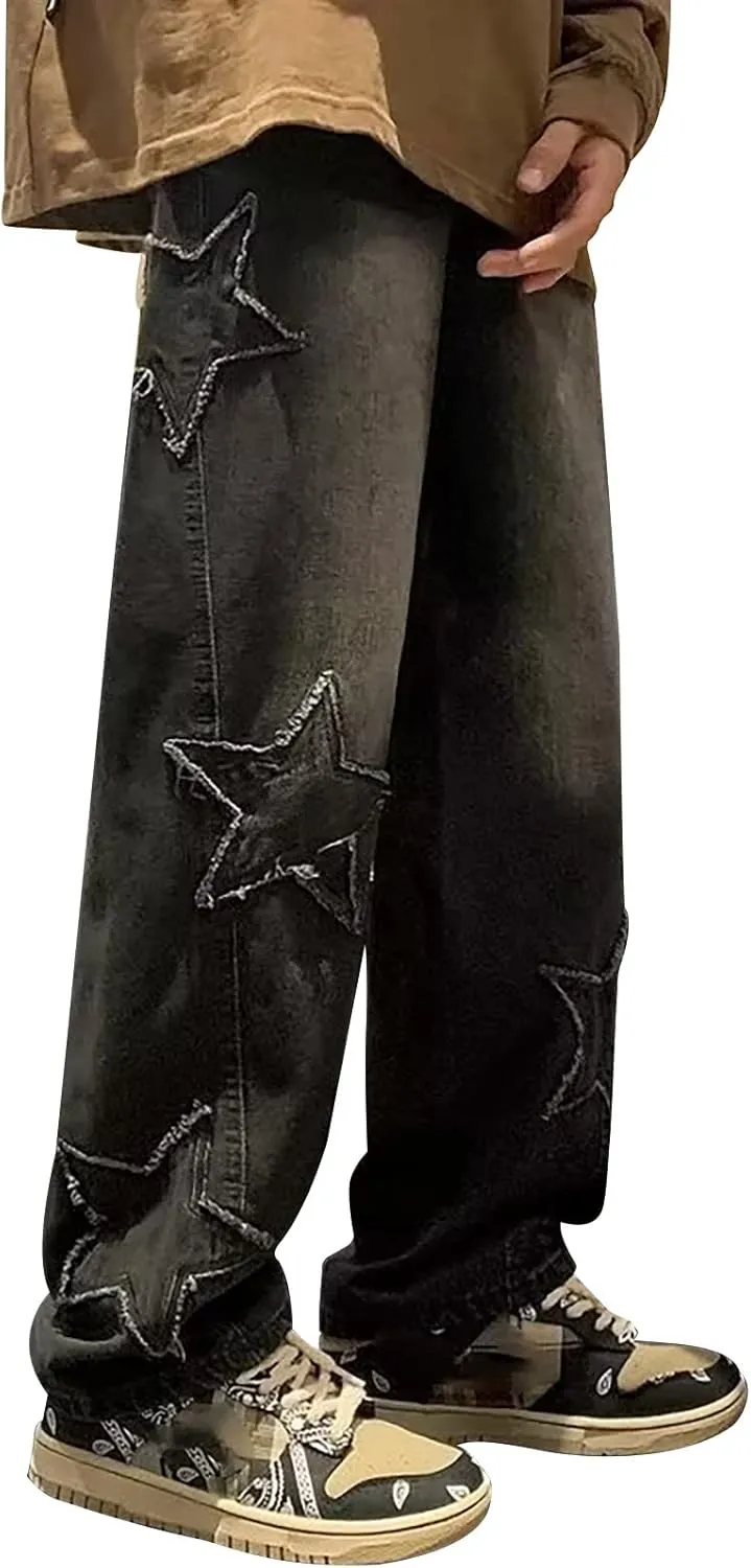 Men's Jeans Comfort Stretch Denim Straight Leg Relaxed Fit Jeans for Men