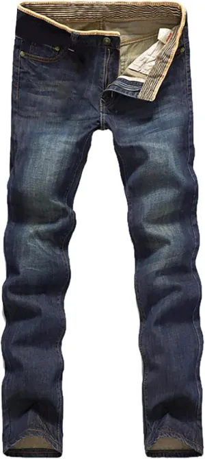 Men's Jeans Comfort Stretch Denim Straight Leg Relaxed Fit Jeans Slim Stretch