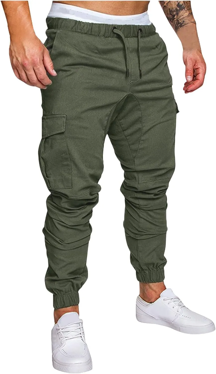 Mens Jeans Pants Relaxed Fit Cuffed Ankle Active Athletic Workout Sweatpants Tapered Sweatpants Casual Fashion Joggers