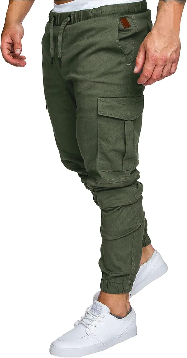 Mens Jeans Pants Relaxed Fit Cuffed Ankle Active Athletic Workout Sweatpants Tapered Sweatpants Casual Fashion Joggers