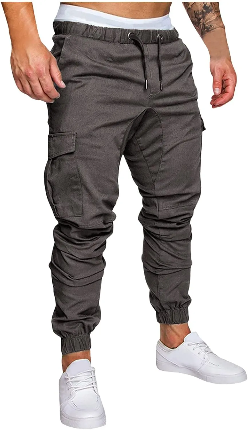 Mens Jeans Pants Relaxed Fit Cuffed Ankle Active Athletic Workout Sweatpants Tapered Sweatpants Casual Fashion Joggers