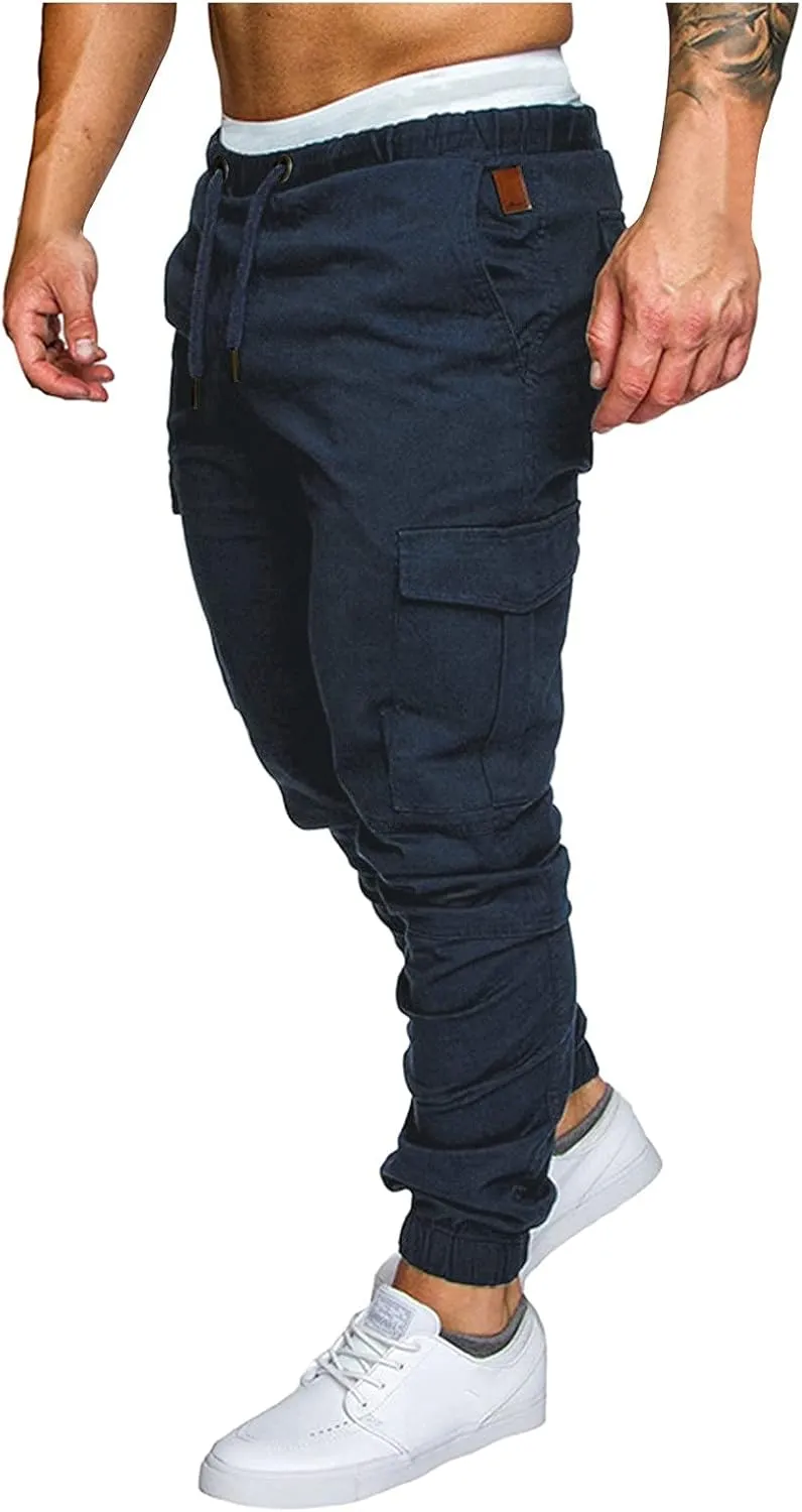 Mens Jeans Pants Relaxed Fit Cuffed Ankle Active Athletic Workout Sweatpants Tapered Sweatpants Casual Fashion Joggers