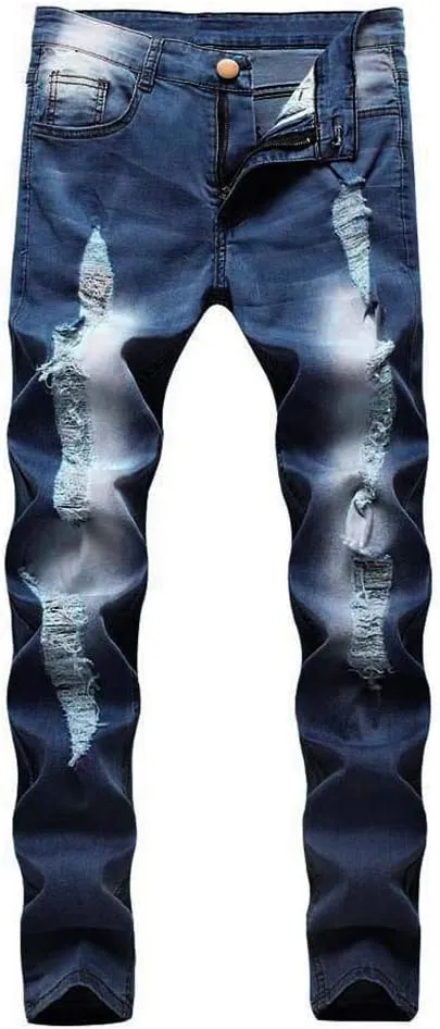Mens Jeans Relaxed Fit Classic Denim Jeans Comfortable Flexible Pants Relaxed Wide Leg Denim Trousers Streetwear