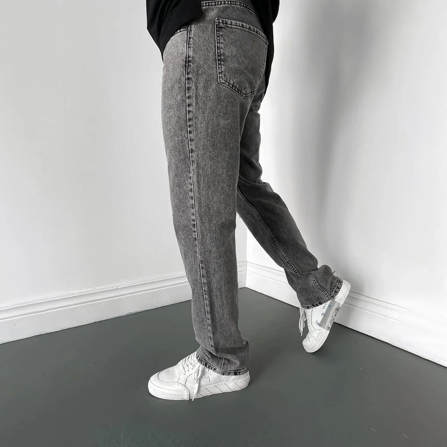 Mens Jeans Relaxed Fit, Mens Casual Pants Baggy Mens Jeans Straight Fit Loose Boot Cut for Men Jeans
