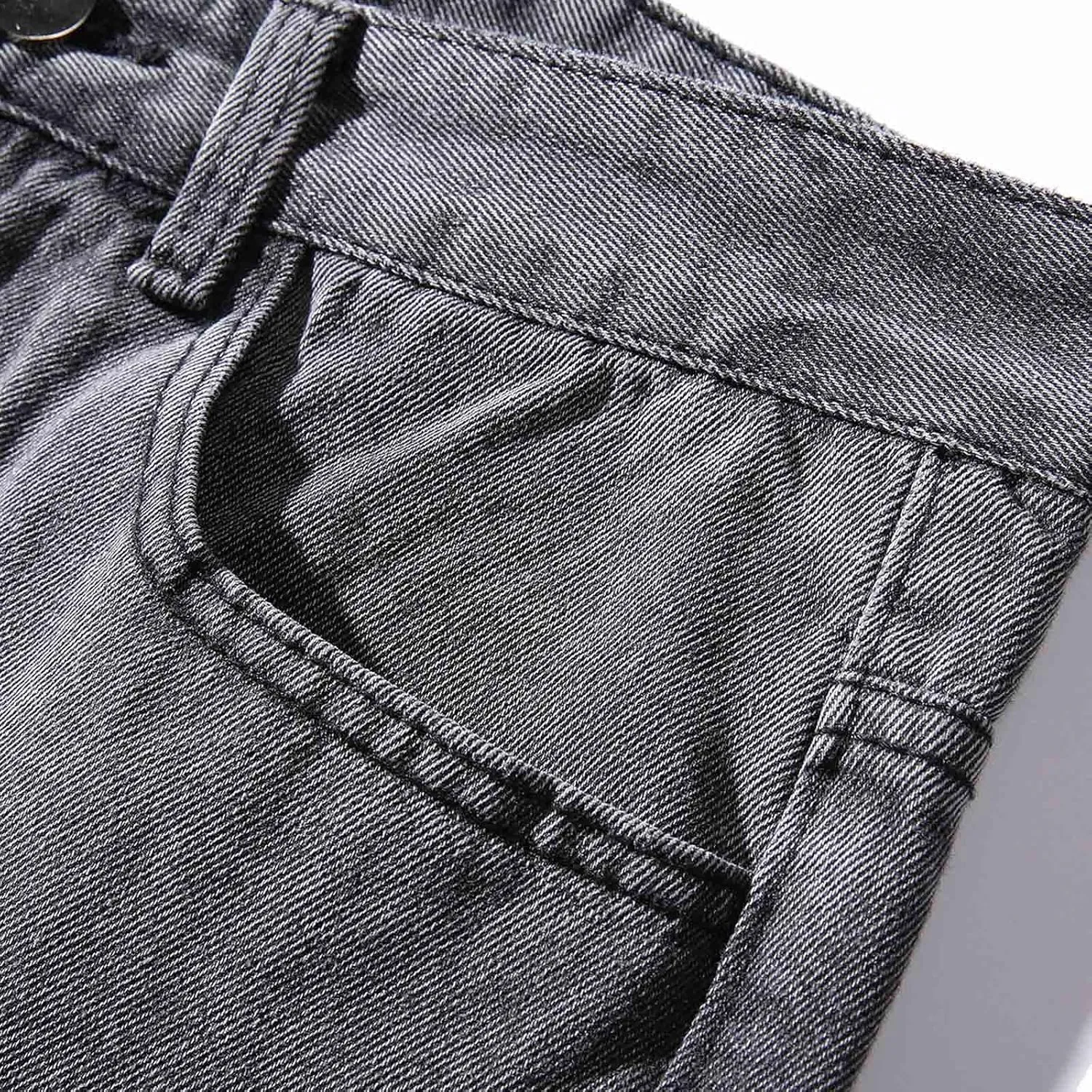 Men's Jeans Straight High Stretch Jeans Vintage Straight Jeans Stretch Denim Pants Expandable Waist Straight Fit Jeans