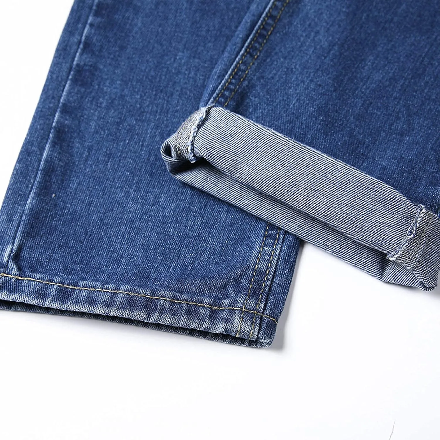 Men's Jeans Straight High Stretch Jeans Vintage Straight Jeans Stretch Denim Pants Expandable Waist Straight Fit Jeans
