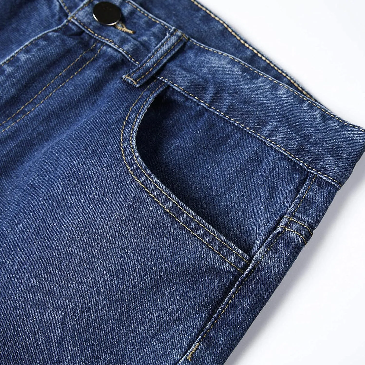 Men's Jeans Straight High Stretch Jeans Vintage Straight Jeans Stretch Denim Pants Expandable Waist Straight Fit Jeans