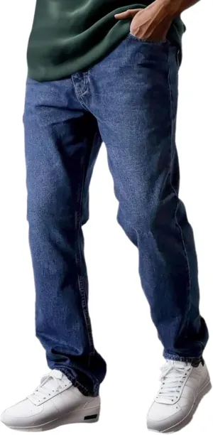 Men's Jeans Straight High Stretch Jeans Vintage Straight Jeans Stretch Denim Pants Expandable Waist Straight Fit Jeans