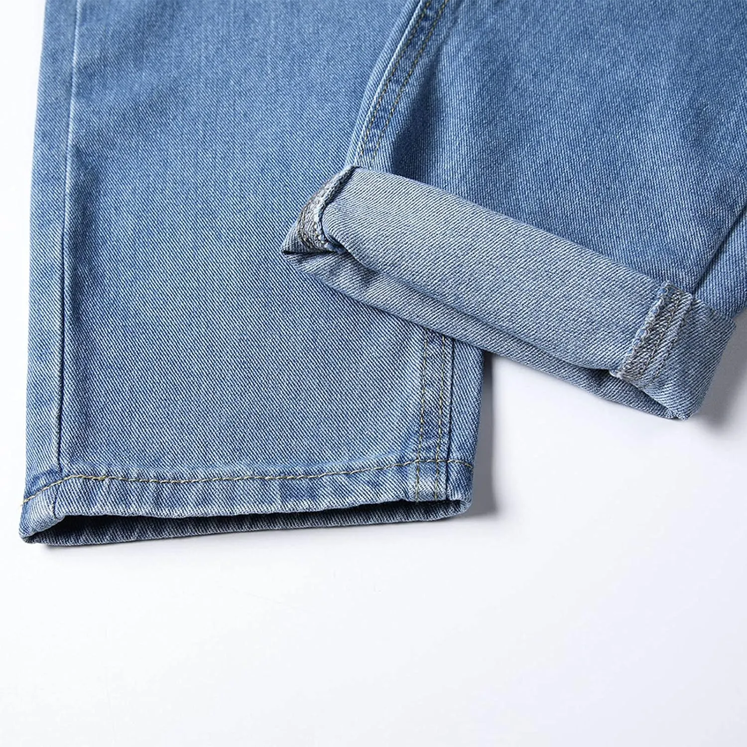 Men's Jeans Straight High Stretch Jeans Vintage Straight Jeans Stretch Denim Pants Expandable Waist Straight Fit Jeans