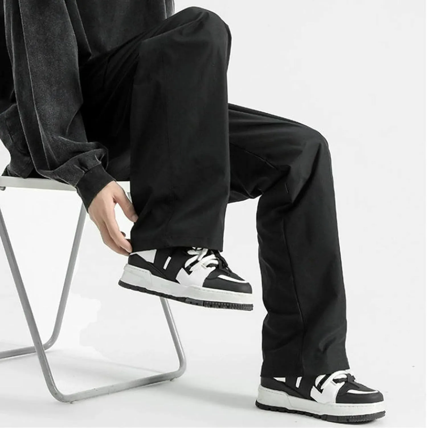 Mens Jogger Cargo Sweatpant Casual Loose Elastic Waist Drawstring Track Pants Baggy Straight Leg Trouser with Pockets