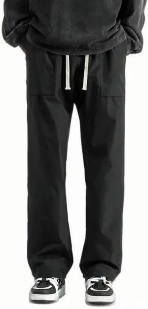 Mens Jogger Cargo Sweatpant Casual Loose Elastic Waist Drawstring Track Pants Baggy Straight Leg Trouser with Pockets