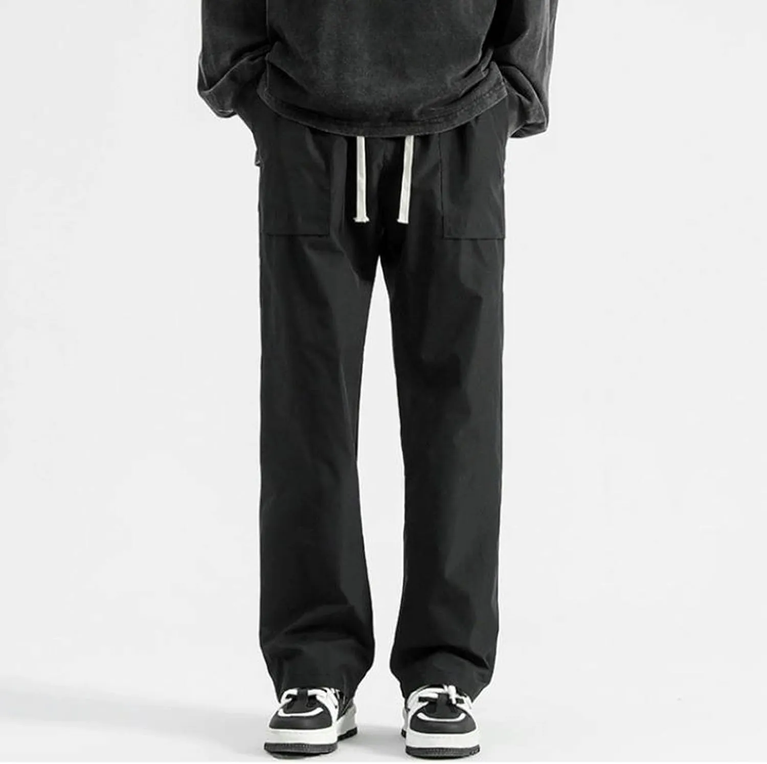 Mens Jogger Cargo Sweatpant Casual Loose Elastic Waist Drawstring Track Pants Baggy Straight Leg Trouser with Pockets