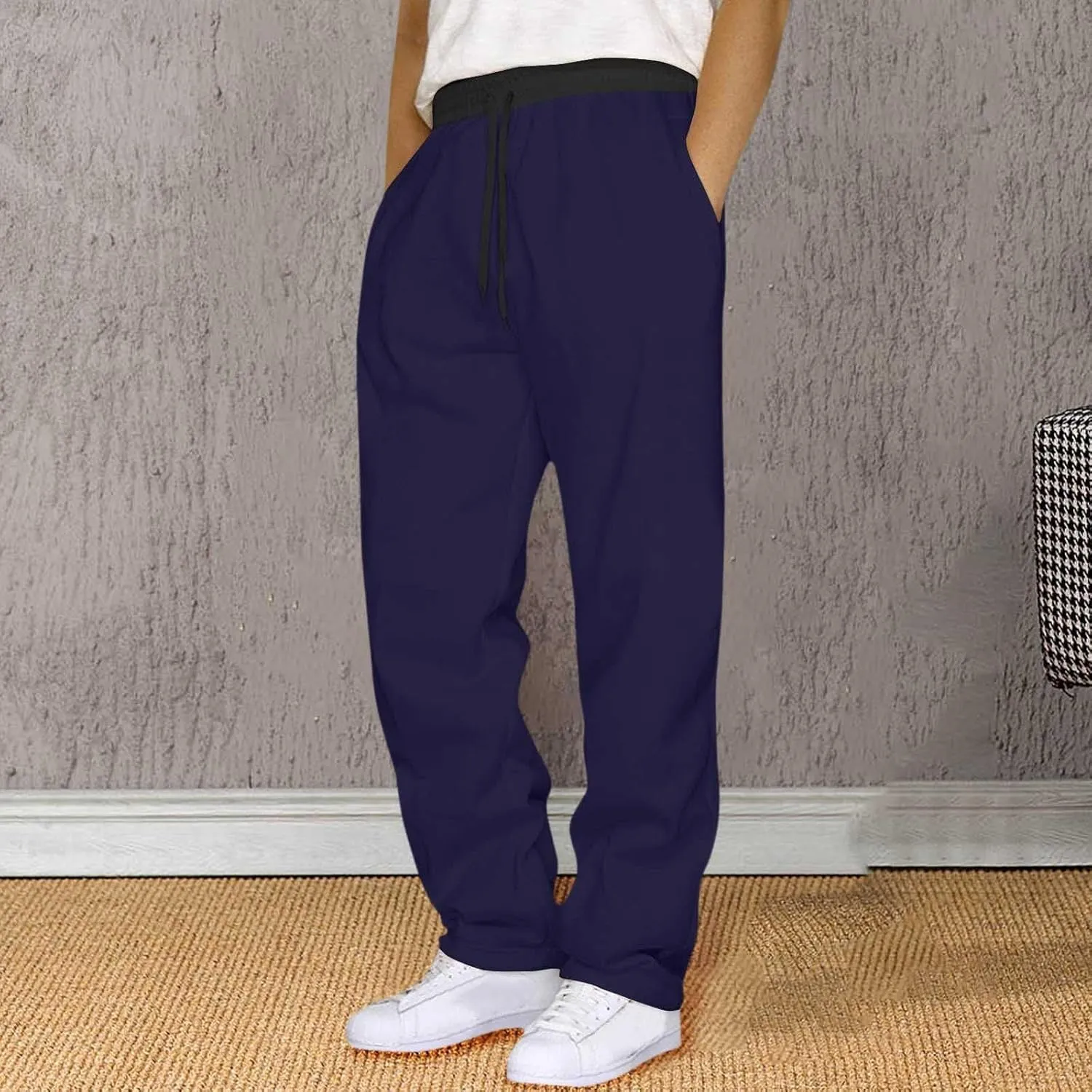 Mens Joggers Pants Solid Casual Pants Elastic Waist Drawstring Lightweight Workout Athletic Trousers with Pockets