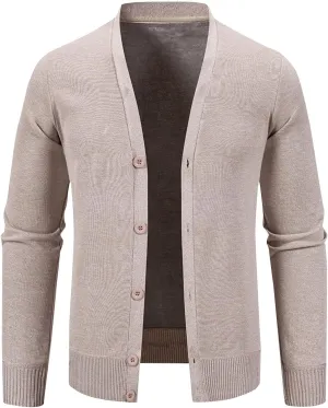 Men's Lightweight Cardigan Button Down V Neck Sweaters Big and Tall Knit Sweater Solid Color Cardigan Sweater