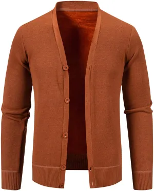 Men's Lightweight Cardigan Button Down V Neck Sweaters Big and Tall Knit Sweater Solid Color Cardigan Sweater