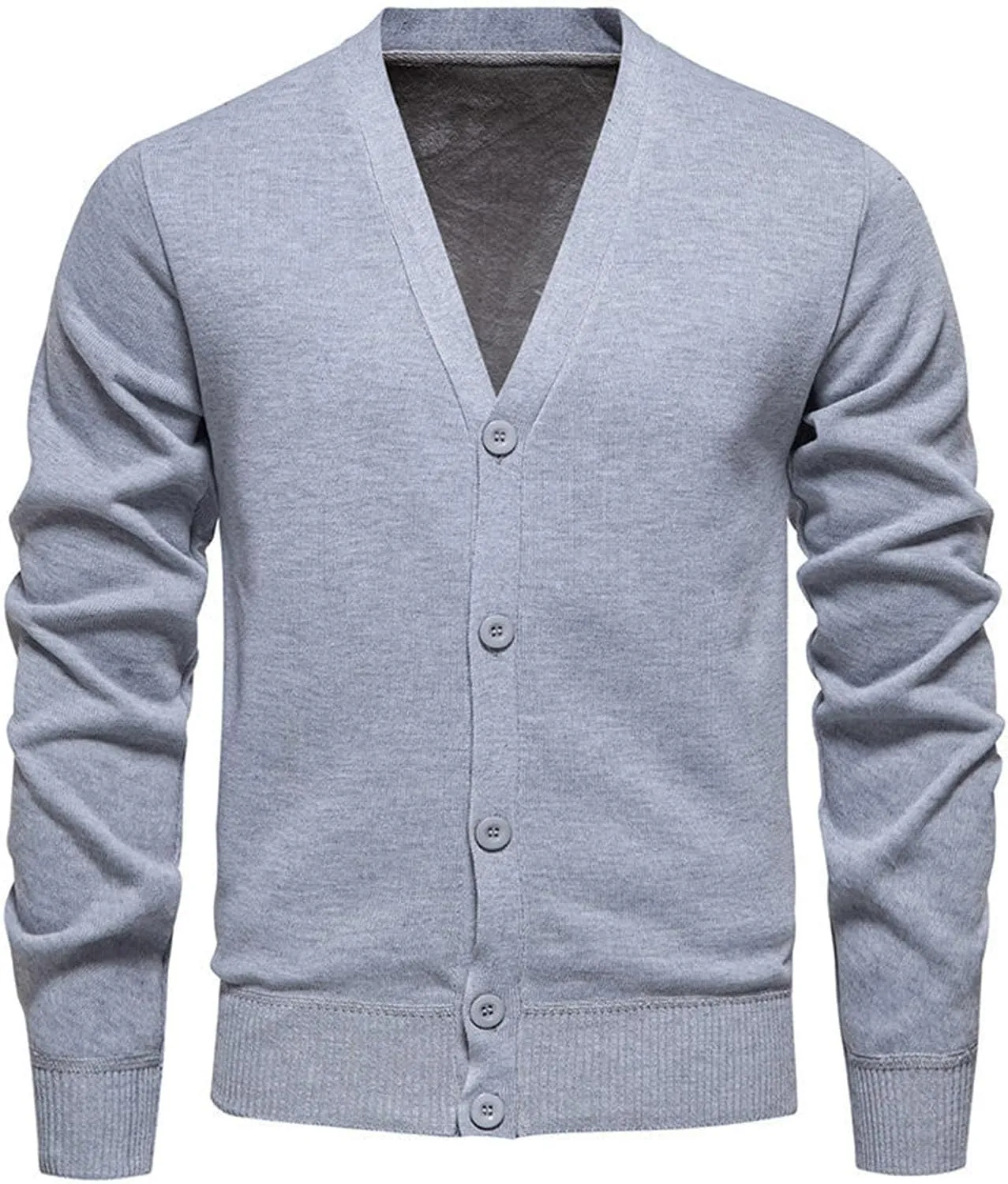 Men's Lightweight Cardigan Button Down V Neck Sweaters Big and Tall Knit Sweater Solid Color Cardigan Sweater