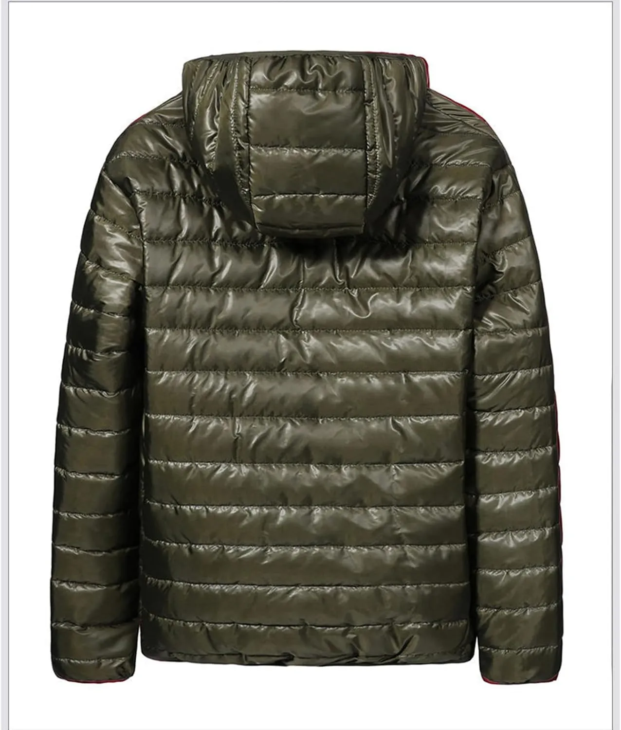Mens Lightweight Down Jacket with Hood Shiny Packable Puffer Jacket Warm Insulated Padded Bubble Winter Coats Outwear