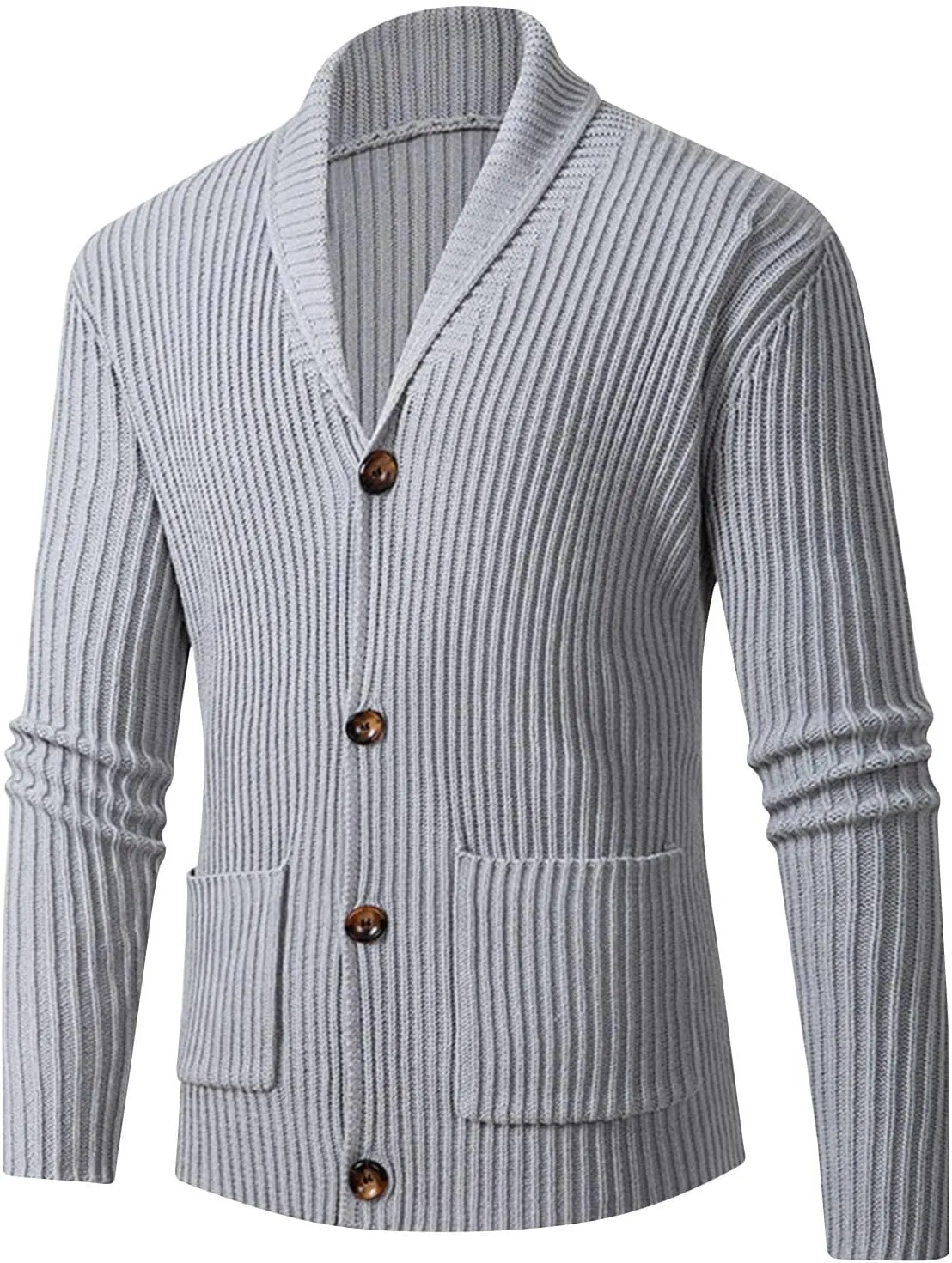 Mens Lightweight Sweater Shawl Collar Cardigan Sweater Big and Tall Knit Sweater Button Down Long Sleeve Sweaters