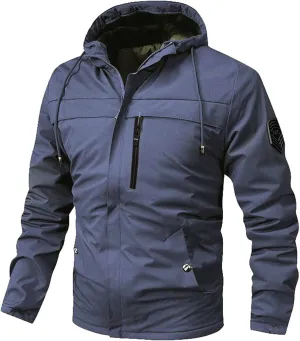 Men's Lightweight Waterproof Rain Jacket Hiking Windbreake Jacket Shell Hooded Outdoor Raincoat Overcoat for Travel