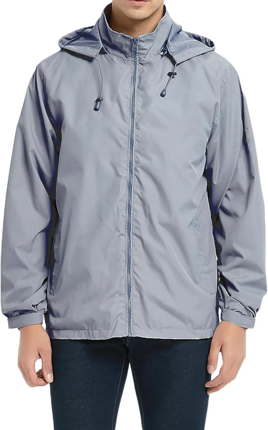 Men's Lightweight Windbreaker Rain Jackets with Removable Hood Waterproof Outdoor Coats
