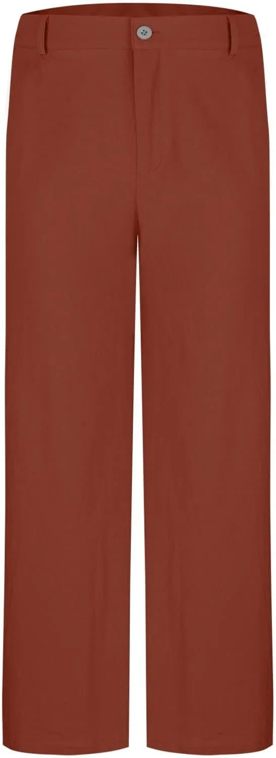 Mens Linen Dress Pants Business Casual Summer Beach Wedding Suit Pants Regular Fit Wide Leg Lounge Trousers Slacks