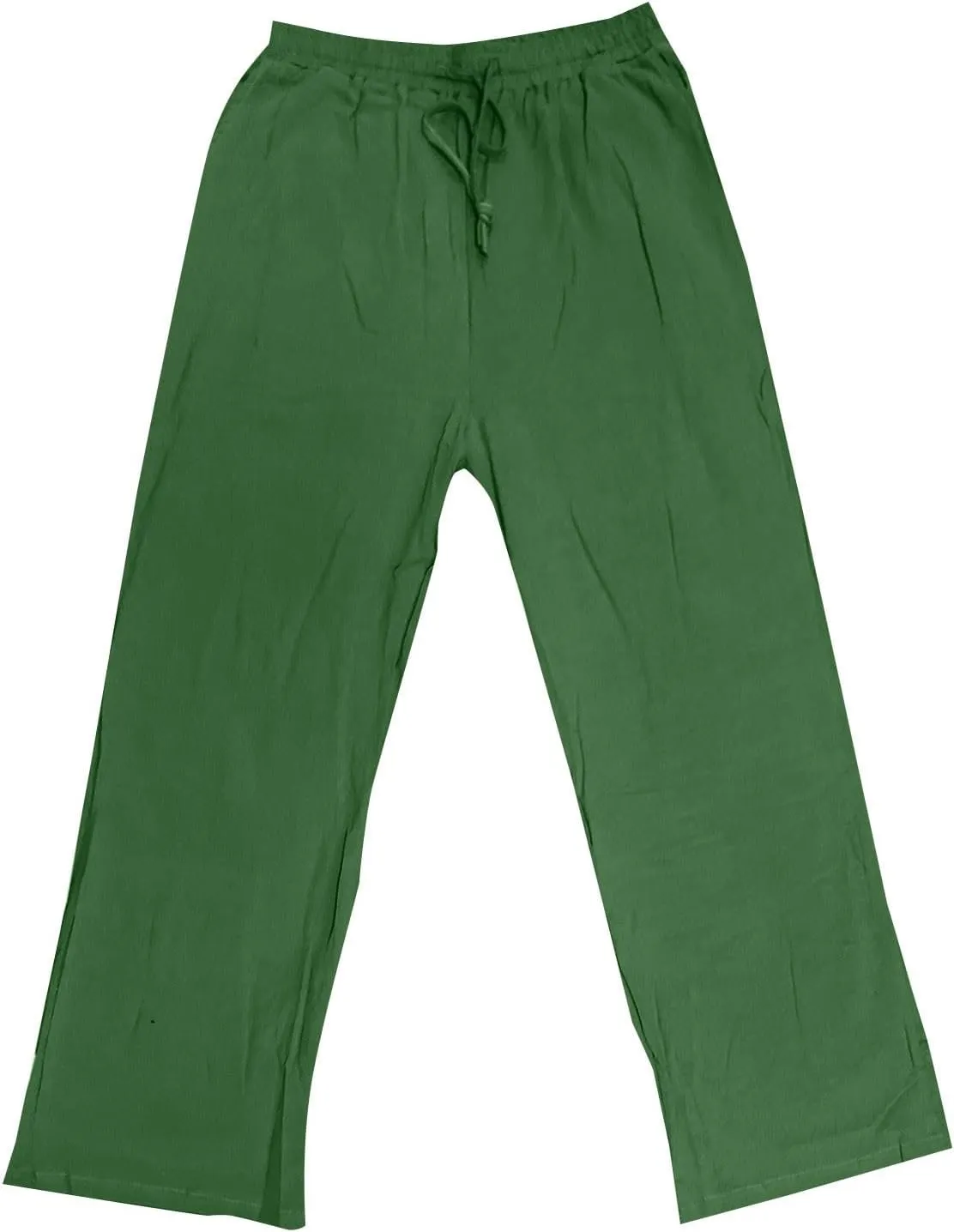 Men's Linen Pants Elastic Waistband Lightweight Straight Leg Beach Trousers Summer Loose Fit Breathable Comfort Pant