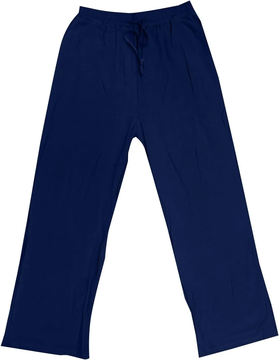 Men's Linen Pants Elastic Waistband Lightweight Straight Leg Beach Trousers Summer Loose Fit Breathable Comfort Pant
