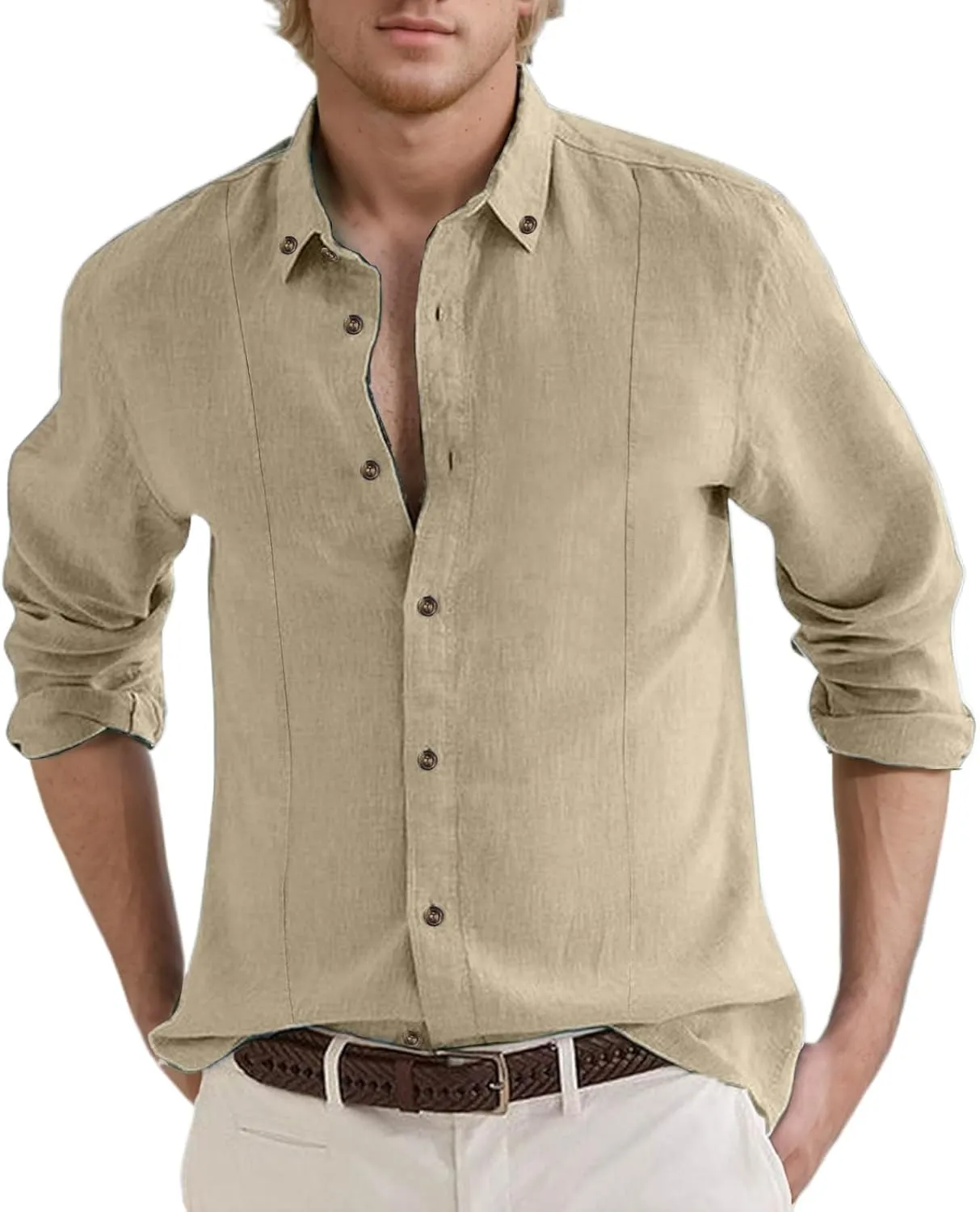 Men's Linen Shirts Short Sleeve Lapel V Neck Button Down Plus Size Tops Casual Vacation Beach Summer Hawallan Blouses