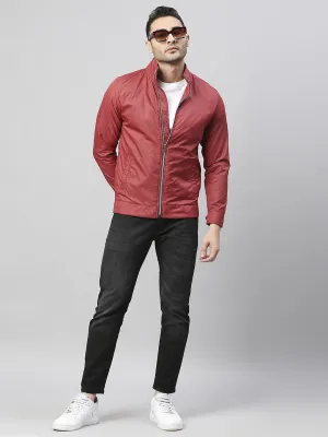 Mens Long-Sleeve Jacket - Lightweight Casual Winterwear  (Maroon)