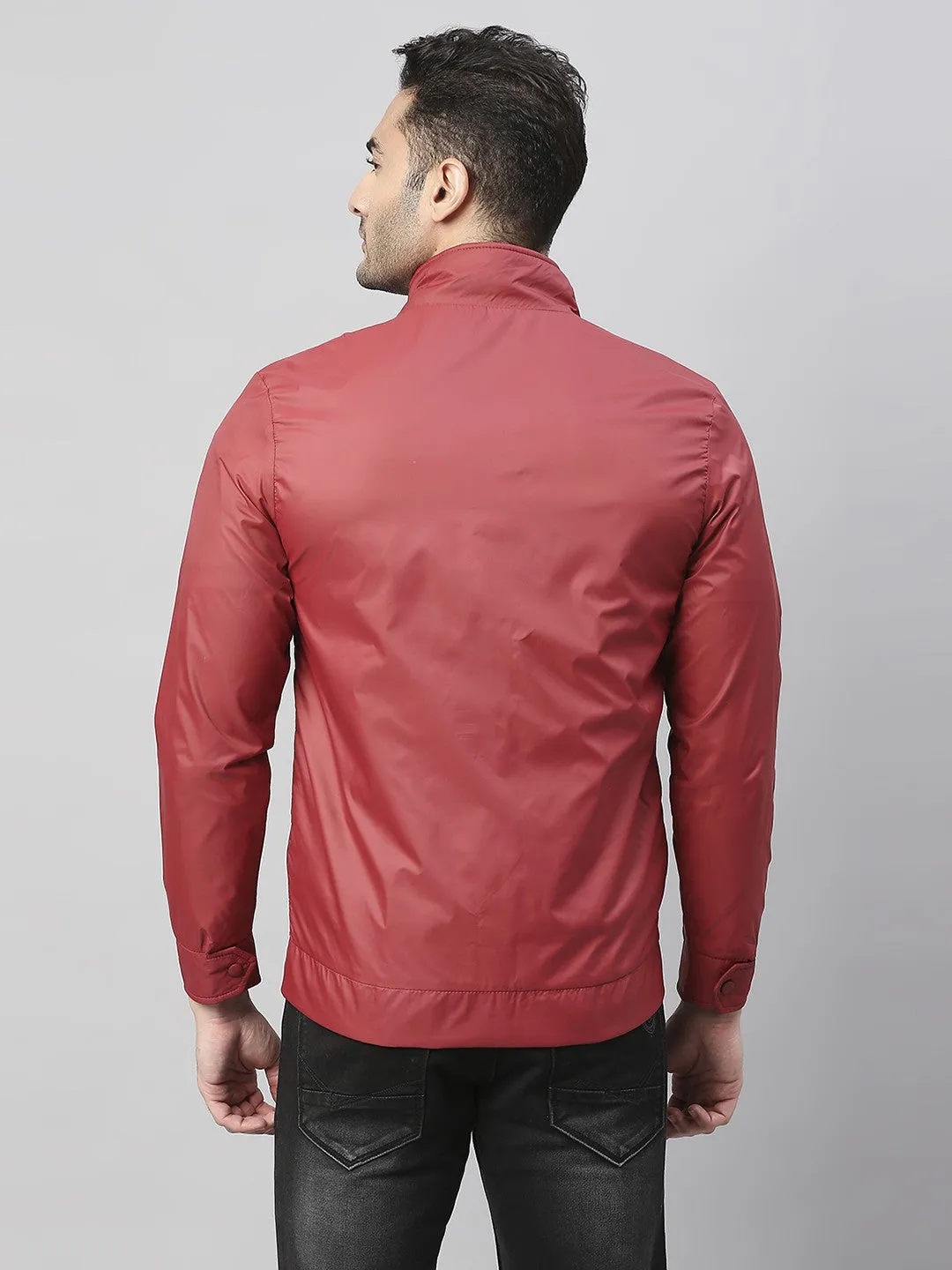 Mens Long-Sleeve Jacket - Lightweight Casual Winterwear  (Maroon)